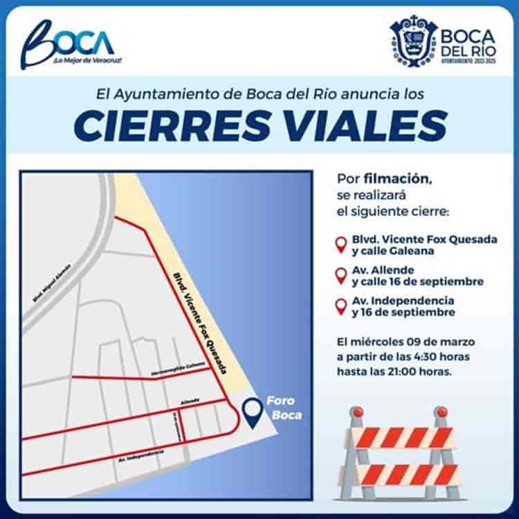 ¡Toma precauciones!: Estas calles estarán cerradas en Boca del Río