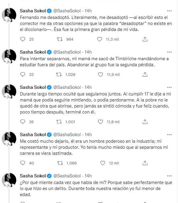 Sasha Sokol revela que Luis de Llano abusó de ella cuando aún era niña