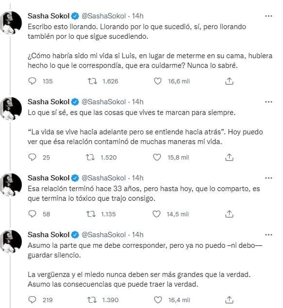 Sasha Sokol revela que Luis de Llano abusó de ella cuando aún era niña