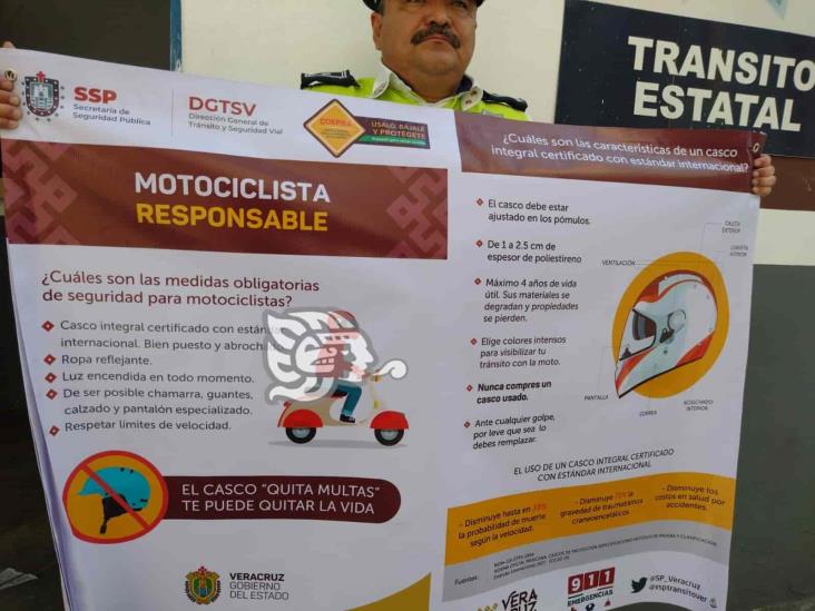 Visibilizan en Río Blanco importancia de usar casco al ir en motocicletas