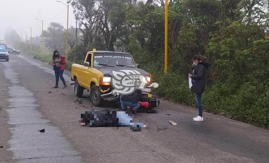 Muere motociclista tras chocar contra camioneta en la carretera Orizaba-La Perla