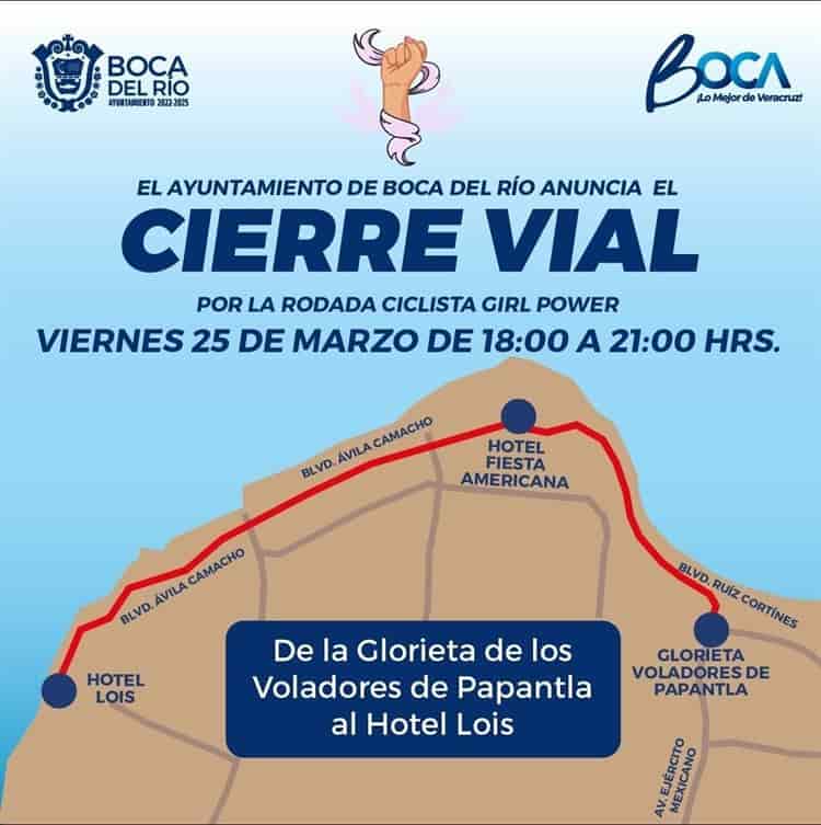 ¡Atento! Anuncian cierre vial para este viernes en Boca del Río