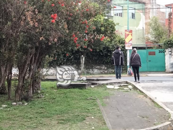 Enorme socavón pone en riesgo a vecinos de la colonia Obrero Campesina