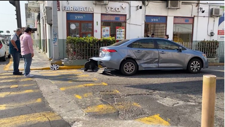 Se registra choque en Centro Histórico de Veracruz