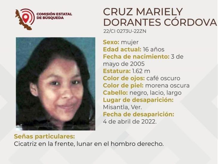 Cruz Mariely tiene 16 años; en Misantla es buscada por su familia