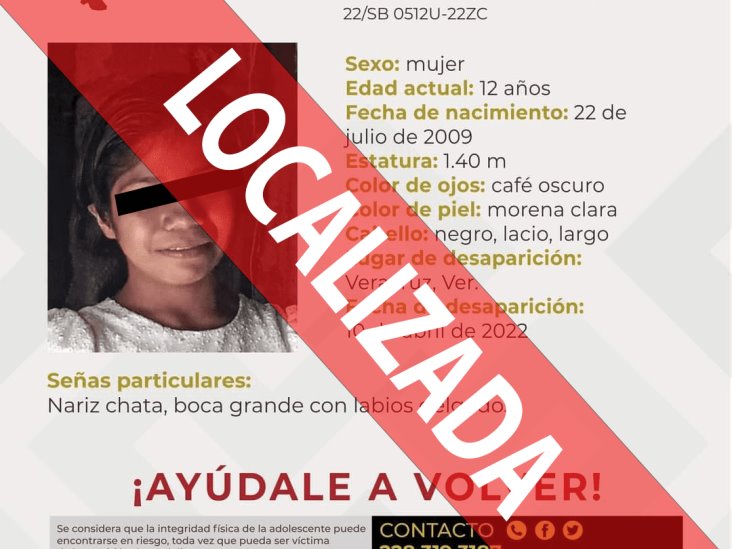 Hallan a menor desaparecida en Boca del Río; huyó por abusos