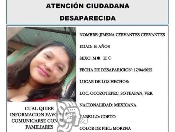 Jimena Cervantes de la localidad Ocozotepec en Soteapan, está desaparecida