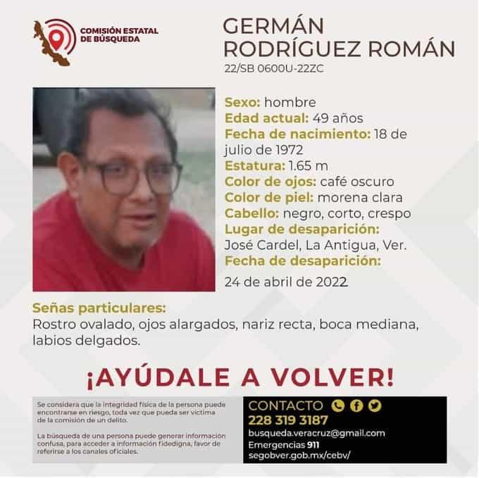 Localizan a Germán, hombre reportado como desaparecido en Cardel