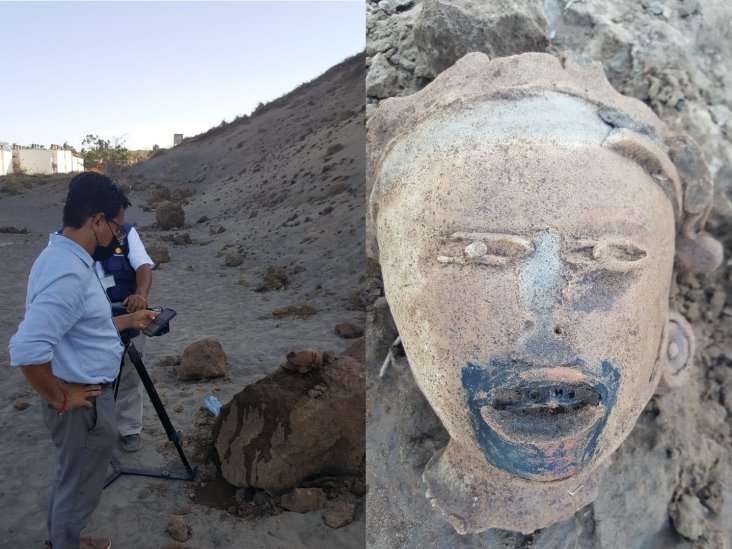 Hallan más piezas arqueológicas en Lomas 4; ¡reportero encuentra cabeza prehispánica!