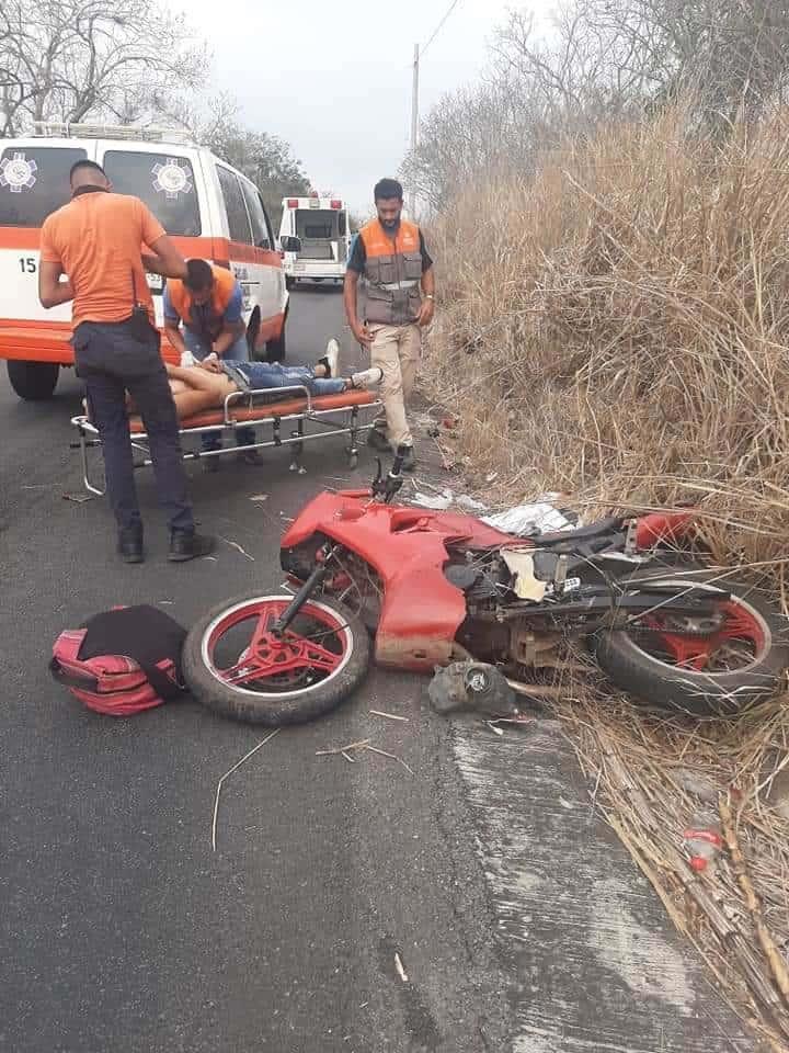 Derrapa motociclista en Rancho Las Animas en Actopan, Veracruz