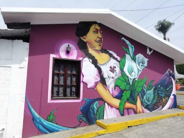 Con increíble mural, maestro xalapeño ‘da vida’ a casas en las Altas Montañas