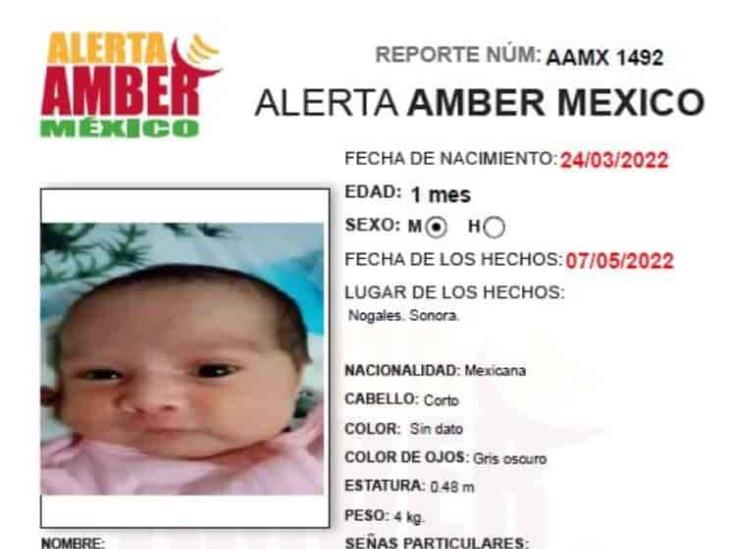 Activan alerta Amber para localizar a bebé robada, en Sonora