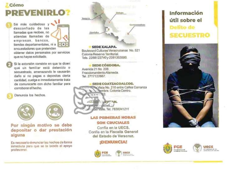 Buscan fortalecer estrategias contra el secuestro en Veracruz