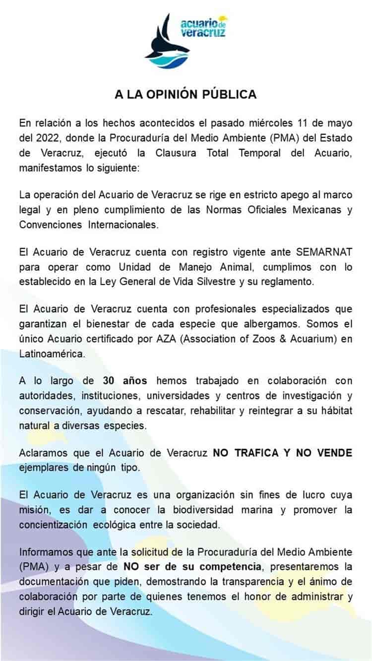 Acuario de Veracruz no trafica con especies: administración