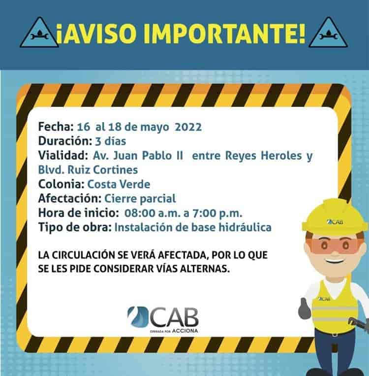 ¡Entérate! Estas calles en Boca del Río serán cerradas a la circulación por tres días