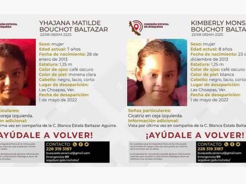 Buscan a par de hermanitas desaparecidas en Las Choapas