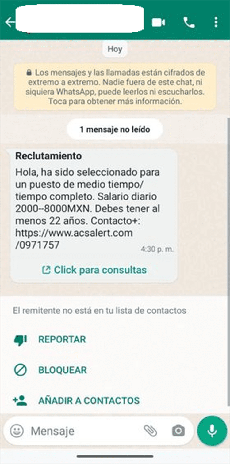 Mensajes con supuesta oferta de trabajo podrían robar tu información personal