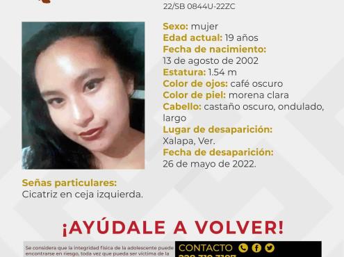 Sin rastros de Perla Yaneth; desaparece en Xalapa