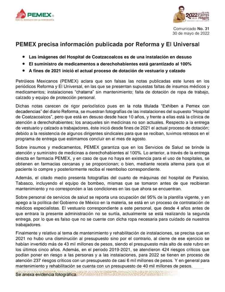 Desmienten carencias en Pemex; periódicos usaron información falsa