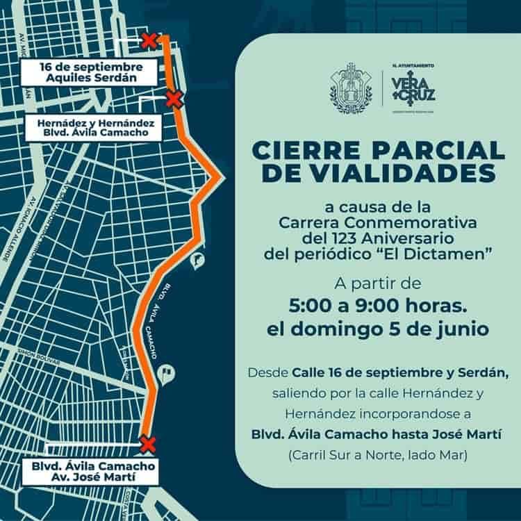 Se registran cierres viales en calles del puerto de Veracruz