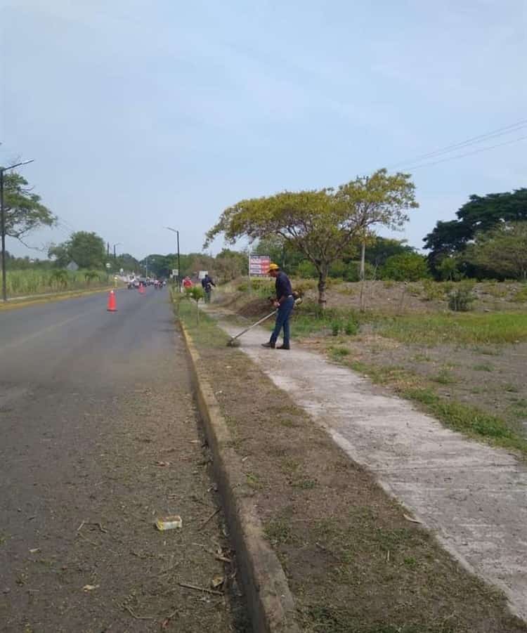 Vecinos se coordinan para limpiar la entrada de Cempoala en Úrsulo Galván