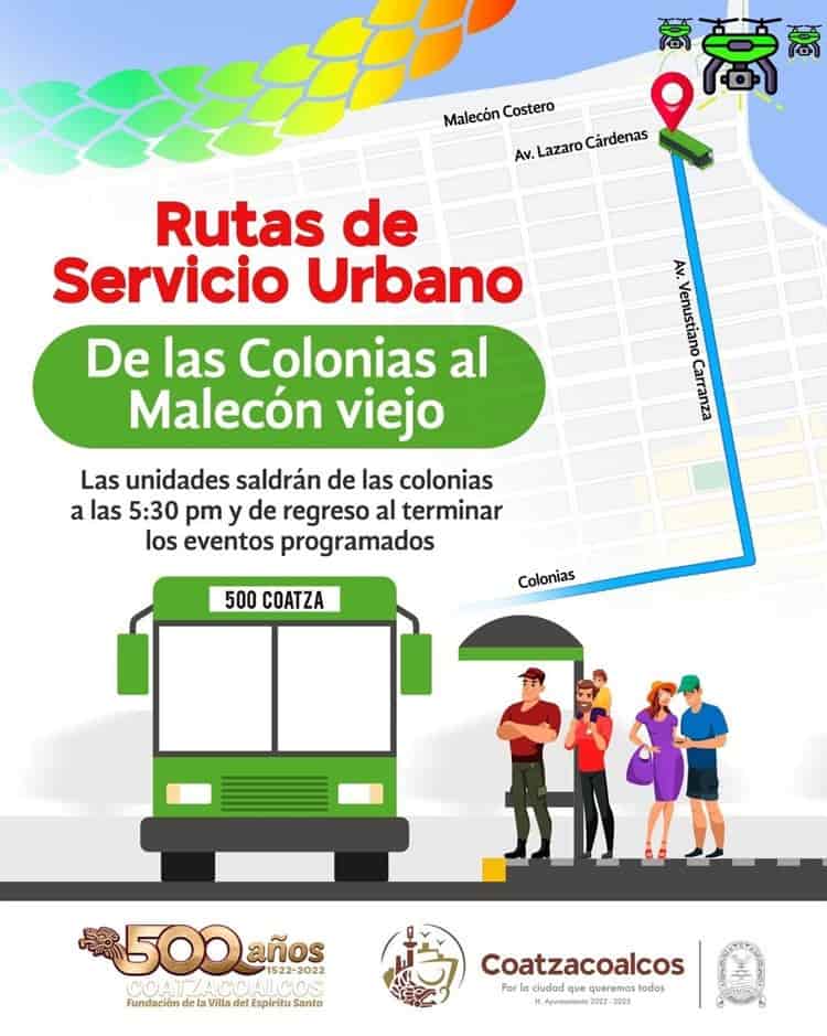 Habrá rutas de servicio urbano para festejar los 500 años