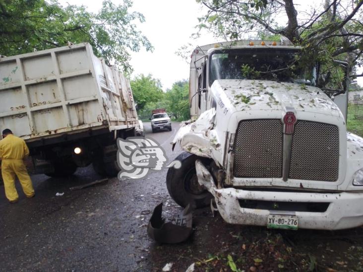 Chocan camiones de la basura de Acayucan y Coatzacoalcos