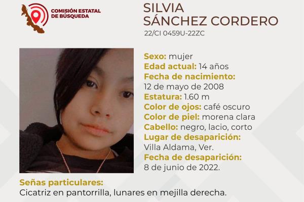 Aún no hay rastro de menor desaparecida en Villa Aldama