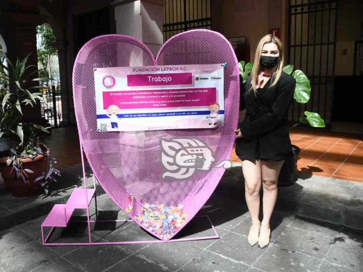En Ayuntamiento de Xalapa, instala Lepach corazón gigante para reunir tapitas