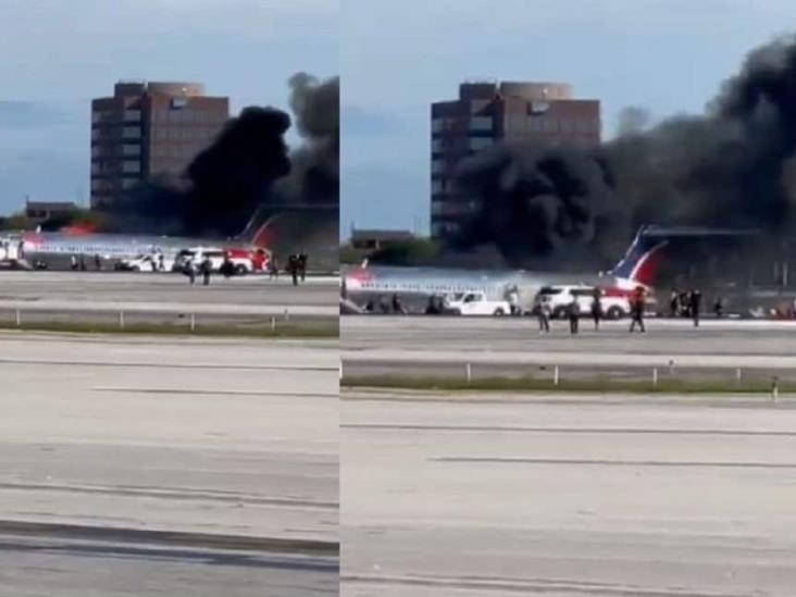 Se incendia al aterrizar avión procedente de República Dominicana en Miami(+video)