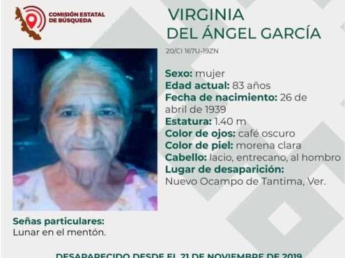 Buscan a abuelita en Tantima; desapareció desde 2019