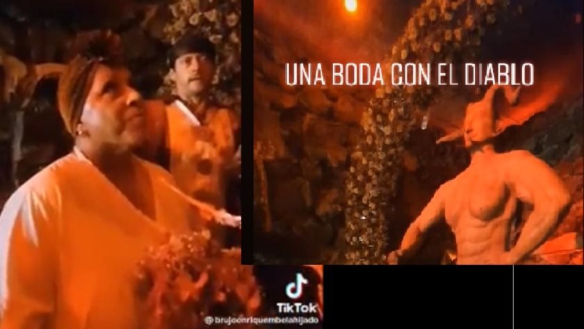 (+VIDEO) ¡Diabólica boda! Mujer se casa con el diablo en Catemaco