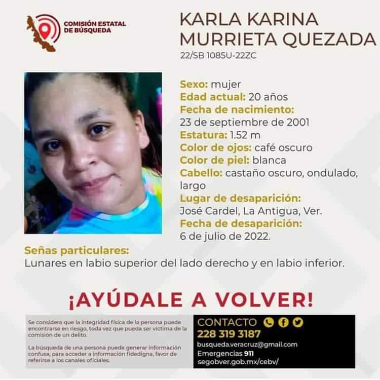 Familiares y amigos buscan a Karla Murrieta desaparecida en Puente Nacional