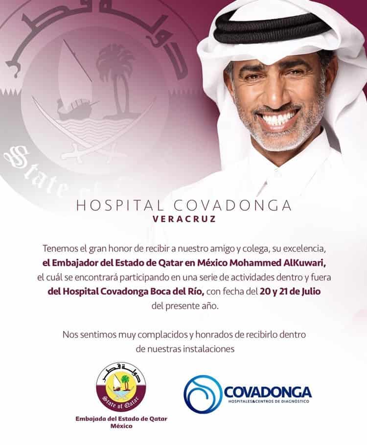 Embajador de Qatar en México visitará hospital privado de Boca del Río