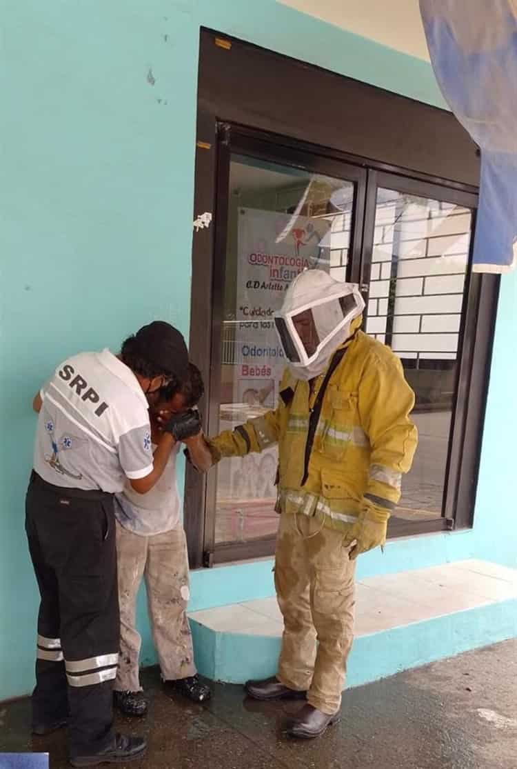 Es atacado por abejas mientras trabajaba en la torre de una iglesia de Poza Rica