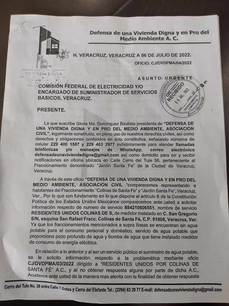 Ayuntamiento sigue sin atender problemas de la bomba del agua en Colinas de Santa Fe