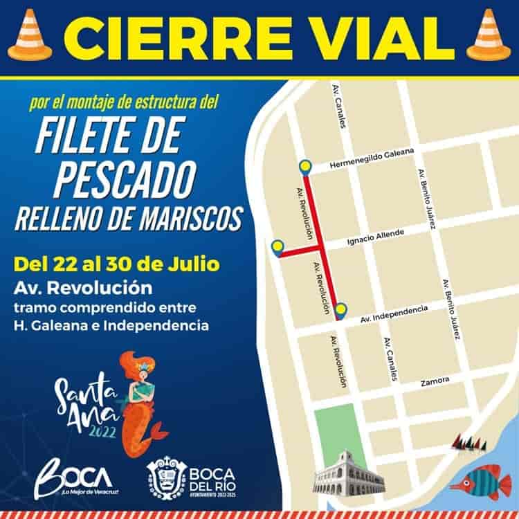 ¡Entérate! Habrá cierres viales en Boca del Río por Fiestas de Santa Ana 2022