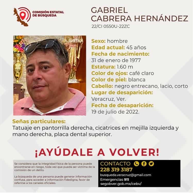 Amigos y familiares reportan a veracruzano desaparecido desde el pasado 19 de julio