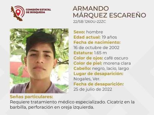 Buscan a Armando Márquez, joven de 19 años; desapareció en Nogales