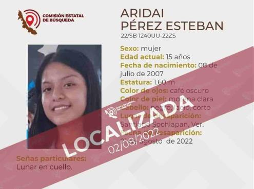 Localizan a joven desaparecida en Santiago, Sochiapan