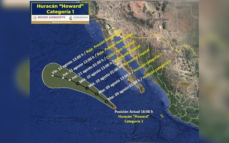 “Howard” se convierte en huracán categoría 1 va hacia Baja California Sur