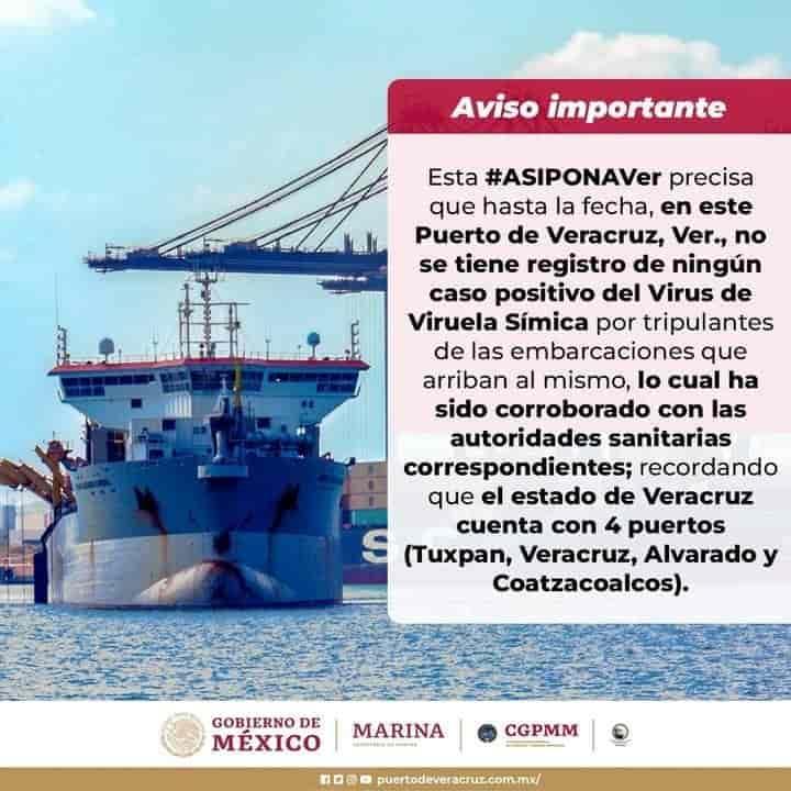 Tercer caso de viruela del mono no se registró en el puerto de Veracruz: Asipona