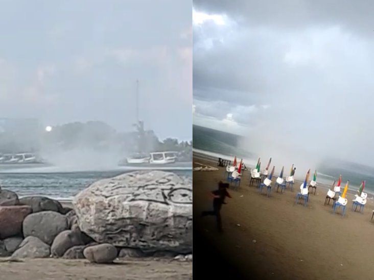 Impresionante tromba impacta playa Villa del Mar en Veracruz (+Video)