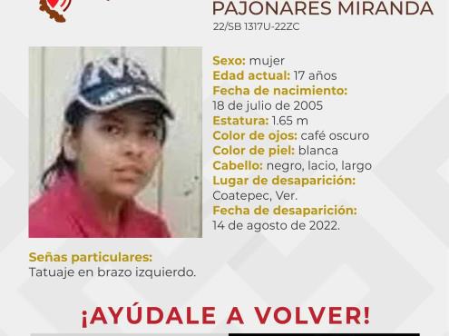 Buscan a Alondra Karen, menor de 17 años desaparecida en Coatepec