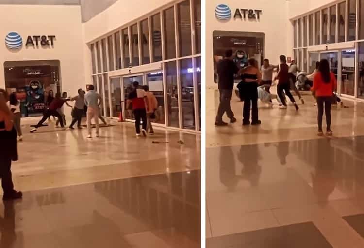 Se ‘trenzan’ en medio de un centro comercial de Xalapa