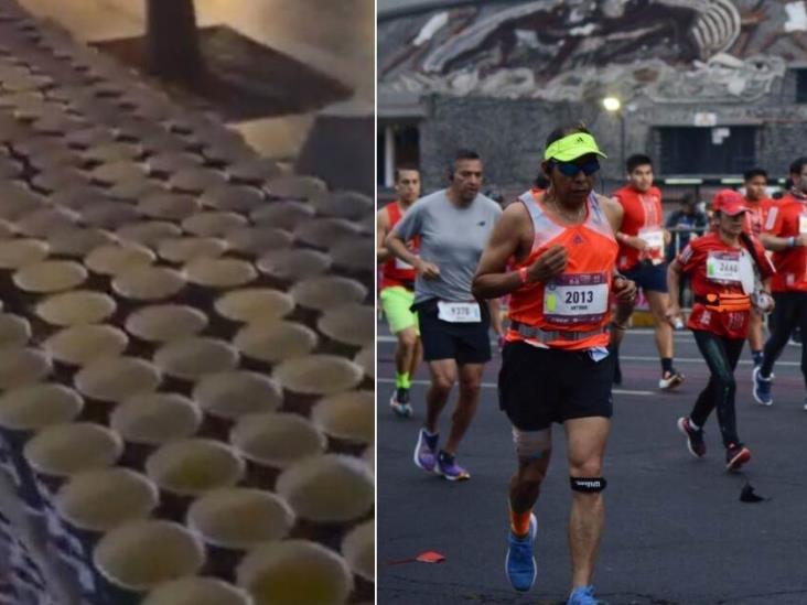 Hombre vierte alcohol a bebidas del Maratón de la Cdmx (+Video)