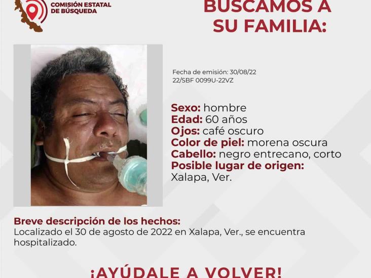 ¿Lo conoces? Buscan a familia de hombre hospitalizado en Xalapa