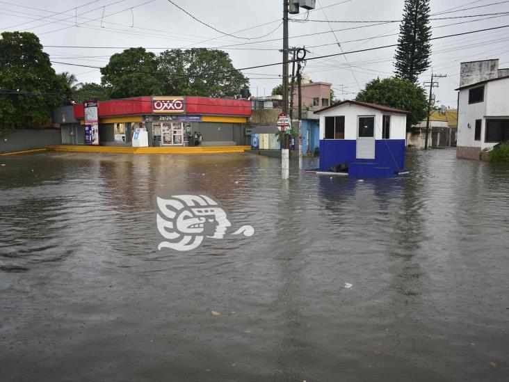 Diluvio en Coatzacoalcos: una Isla Oxxo y vecinos atrapados en domicilios(+Video)