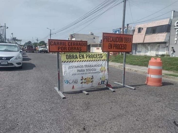 Este sábado, cierre vial en avenida de Boca del Río por reparación de hundimiento