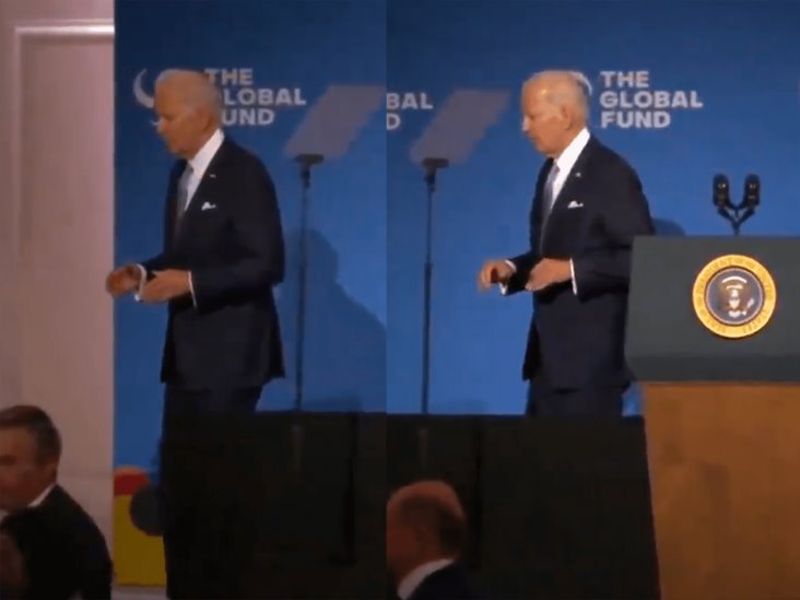 Video: Captan a Joe Biden desorientado tras discurso en Conferencia del Fondo Mundial